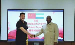 塞拉利昂共和国驻华大使馆文化参赞Alpha Ahmed Tejan-Sie一行莅临大唐领域控股座谈交流